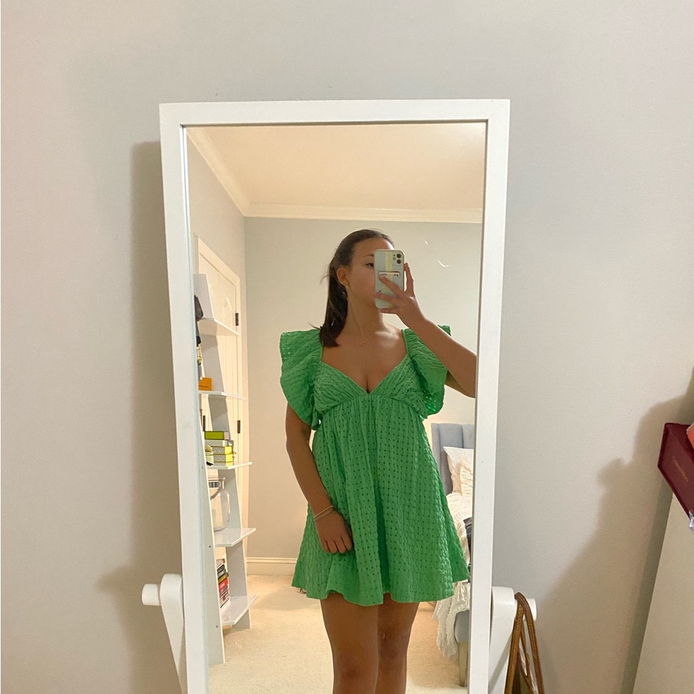 green mini dress